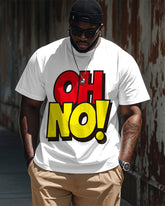 Big & Tall Men's Street Fashion HO NO Letter Print Round Neck Short Sleeve T-Shirt